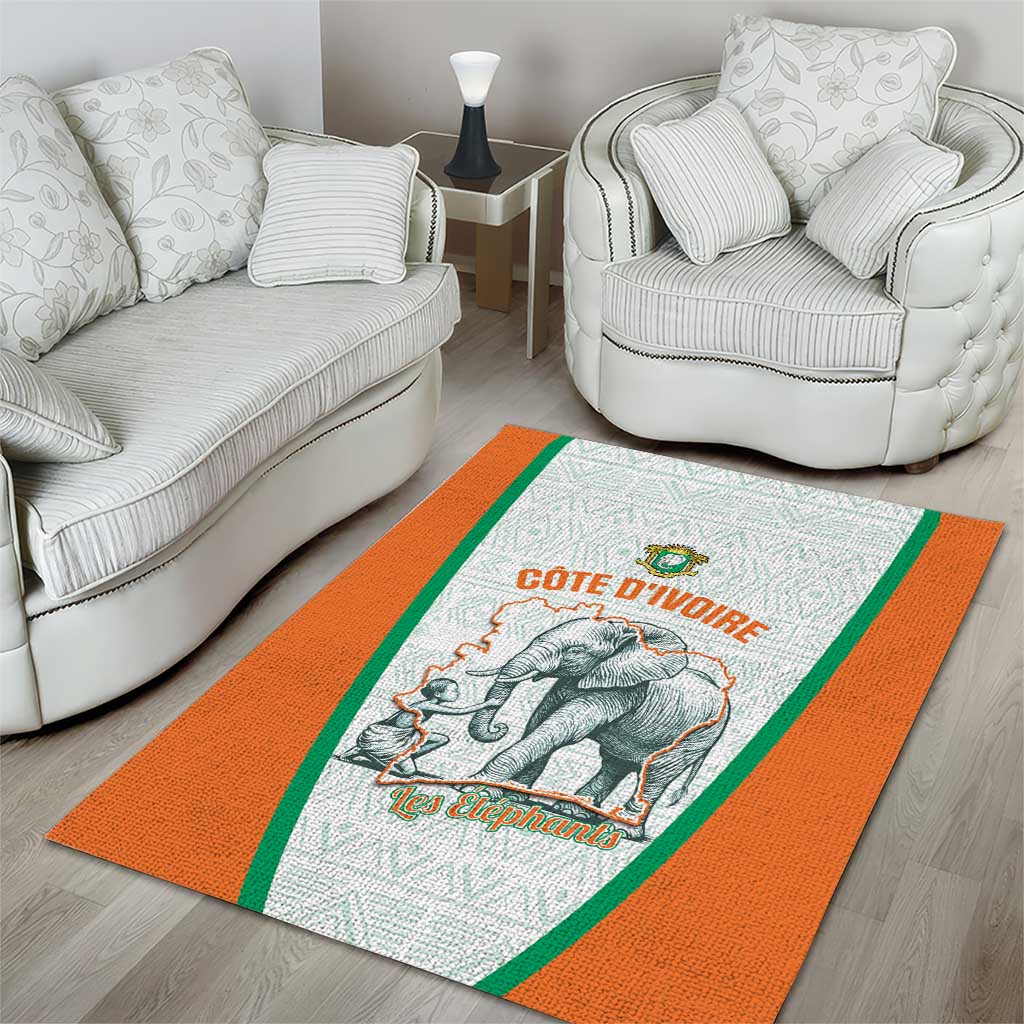 Ivory Coast Football Area Rug 2026 Cote d'Ivoire Les Elephants White Version - African Pride