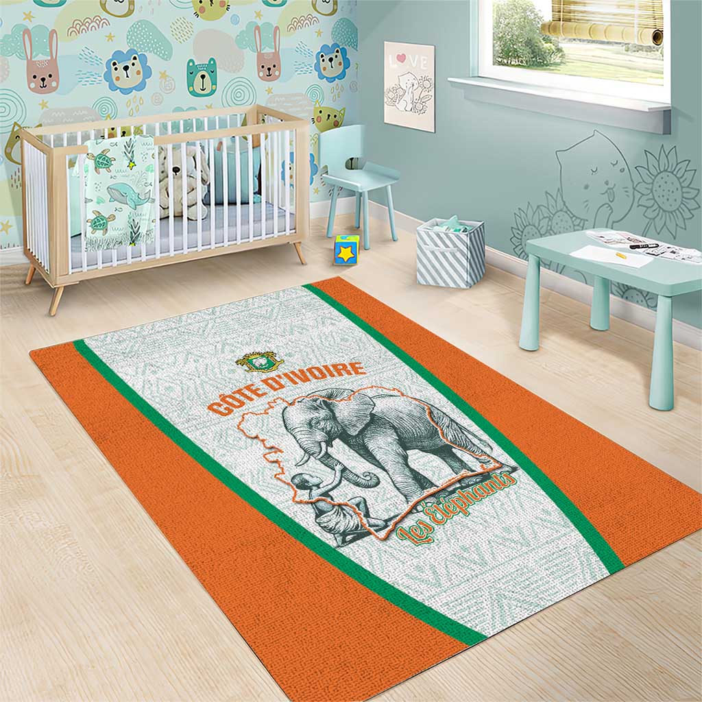 Ivory Coast Football Area Rug 2026 Cote d'Ivoire Les Elephants White Version - African Pride