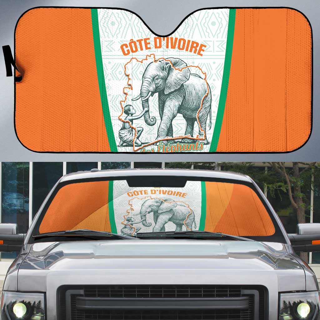 Ivory Coast Football Auto Sun Shade 2026 Cote d'Ivoire Les Elephants White Version - African Pride