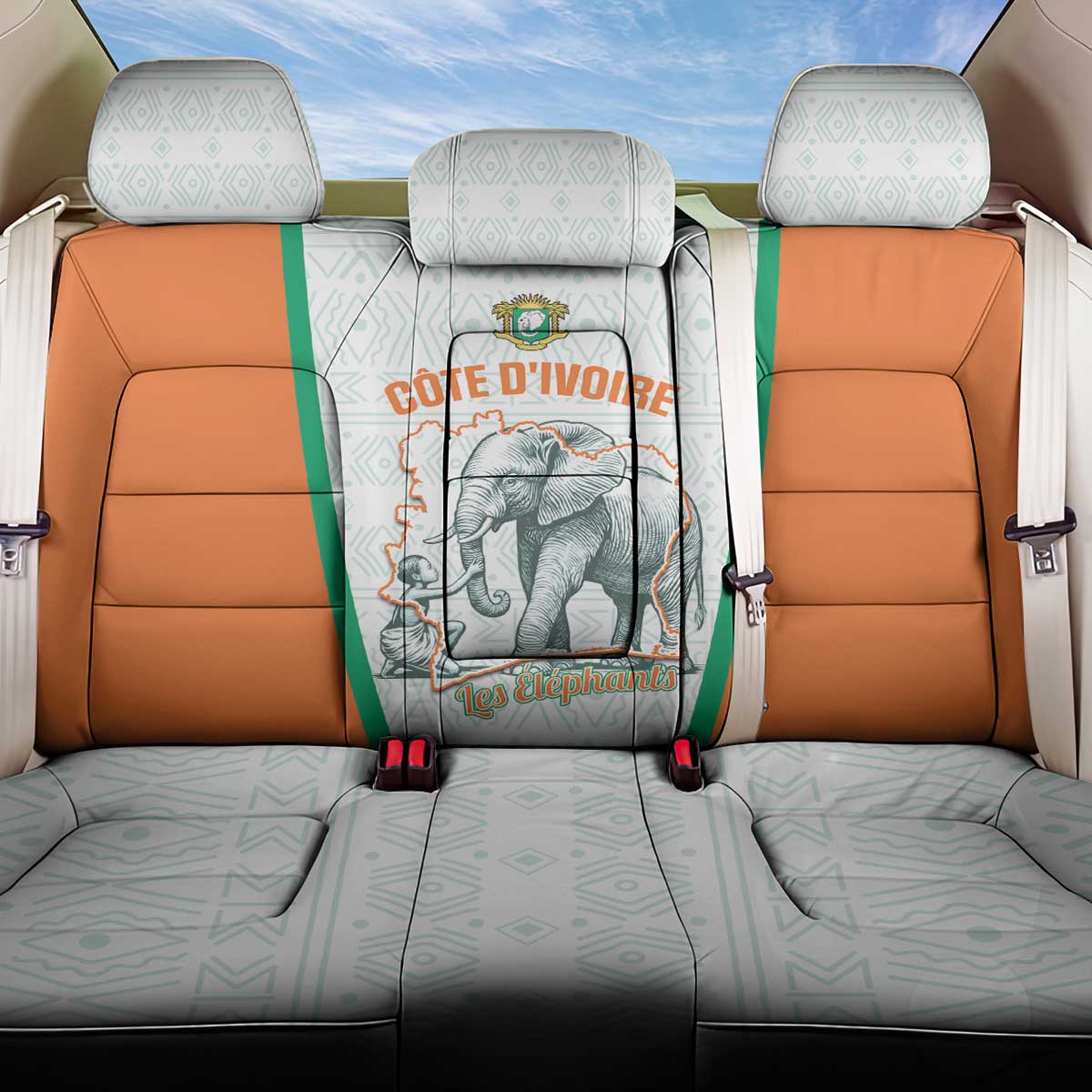 Ivory Coast Football Back Car Seat Cover 2026 Cote d'Ivoire Les Elephants White Version - African Pride
