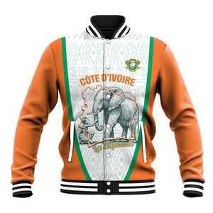 Custom Ivory Coast Football Baseball Jacket 2026 Cote d'Ivoire Les Elephants White Version - African Pride
