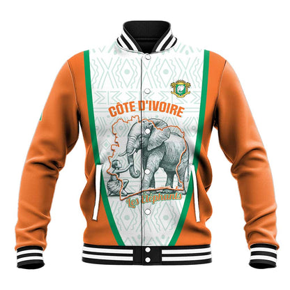 Custom Ivory Coast Football Baseball Jacket 2026 Cote d'Ivoire Les Elephants White Version - African Pride