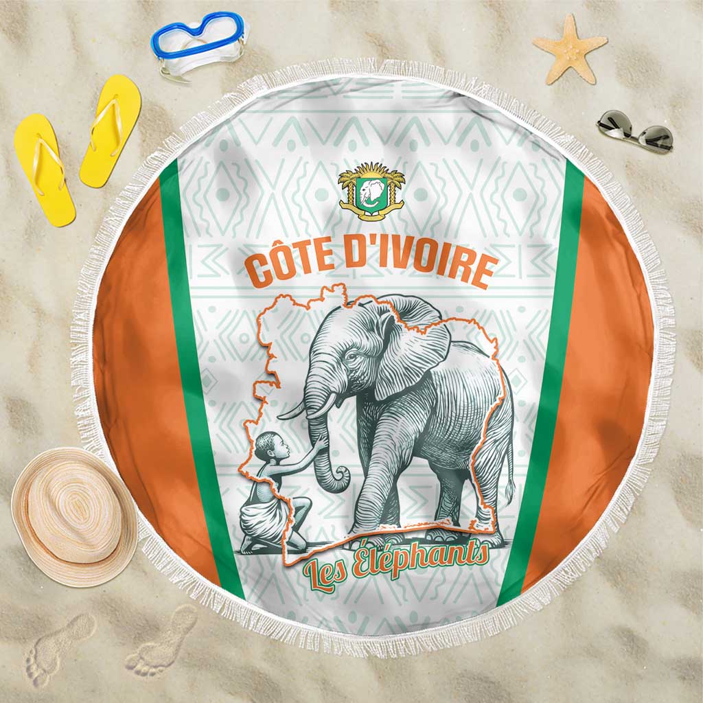 Ivory Coast Football Beach Blanket 2026 Cote d'Ivoire Les Elephants White Version - African Pride
