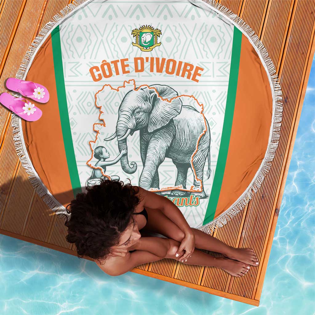 Ivory Coast Football Beach Blanket 2026 Cote d'Ivoire Les Elephants White Version - African Pride