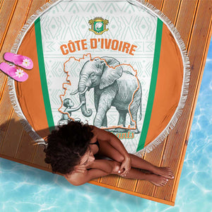 Ivory Coast Football Beach Blanket 2026 Cote d'Ivoire Les Elephants White Version - African Pride