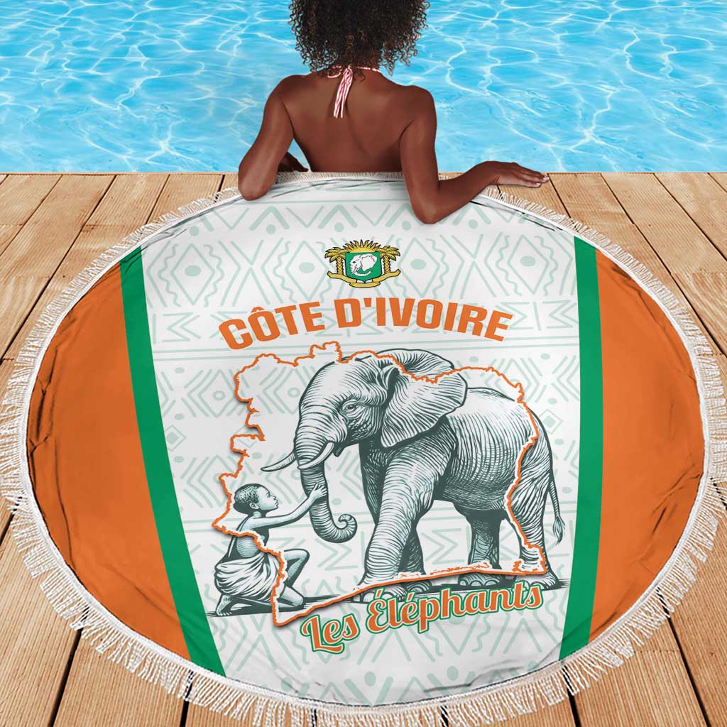 Ivory Coast Football Beach Blanket 2026 Cote d'Ivoire Les Elephants White Version - African Pride