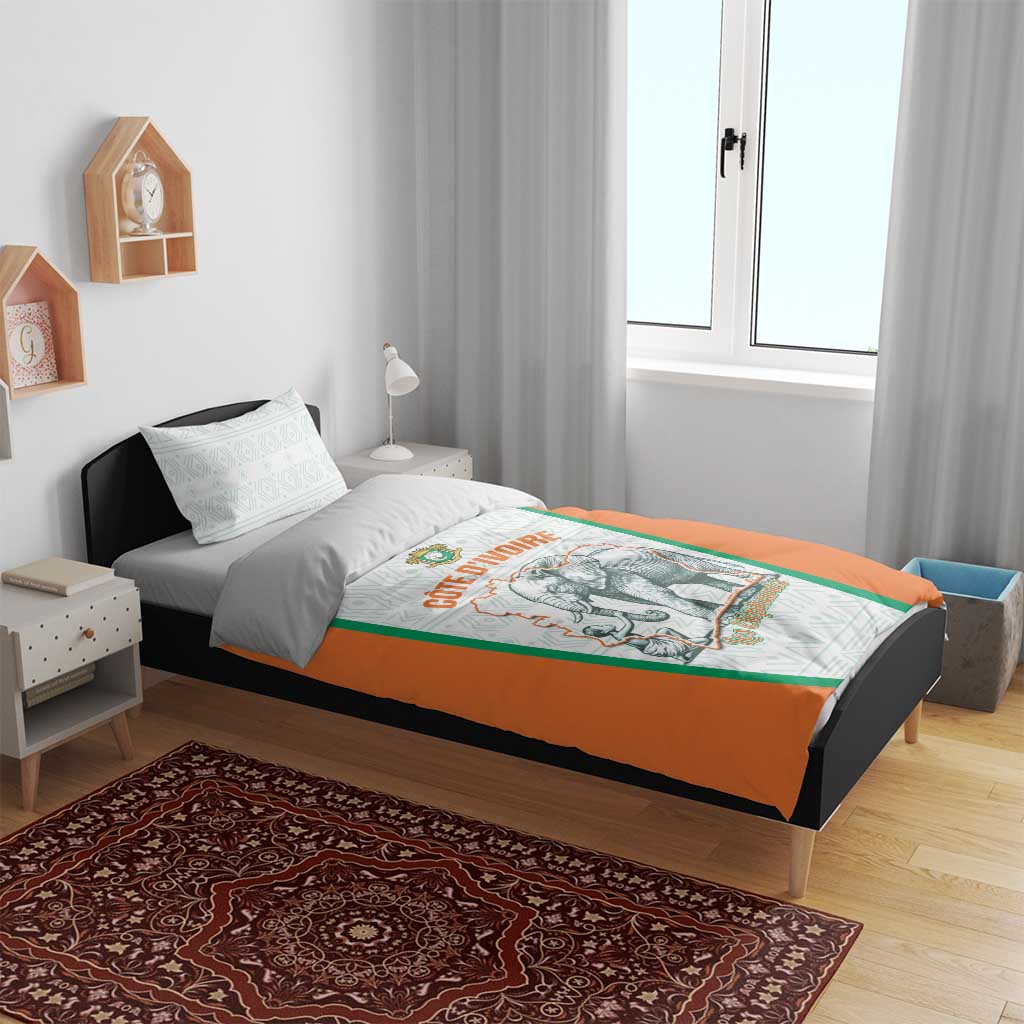 Ivory Coast Football Bedding Set 2026 Cote d'Ivoire Les Elephants White Version - African Pride