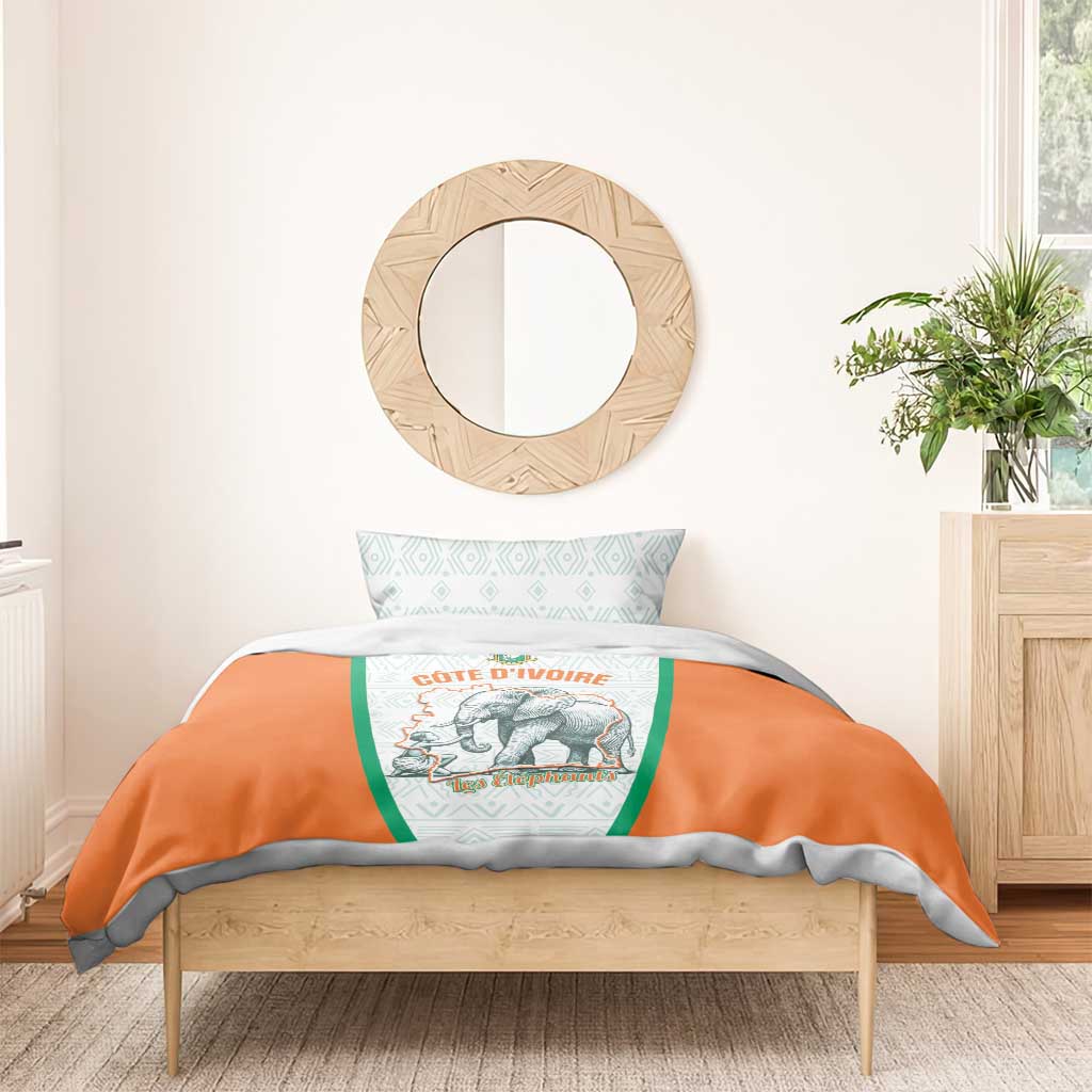 Ivory Coast Football Bedding Set 2026 Cote d'Ivoire Les Elephants White Version - African Pride