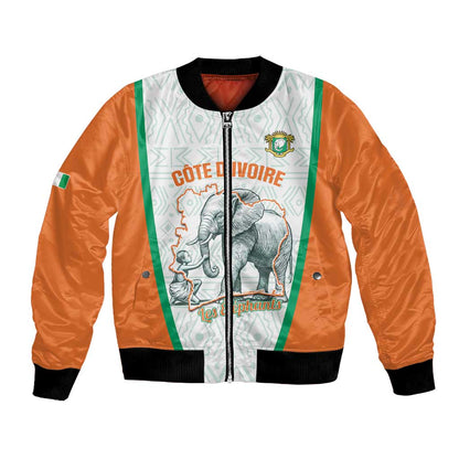 Custom Ivory Coast Football Bomber Jacket 2026 Cote d'Ivoire Les Elephants White Version - African Pride