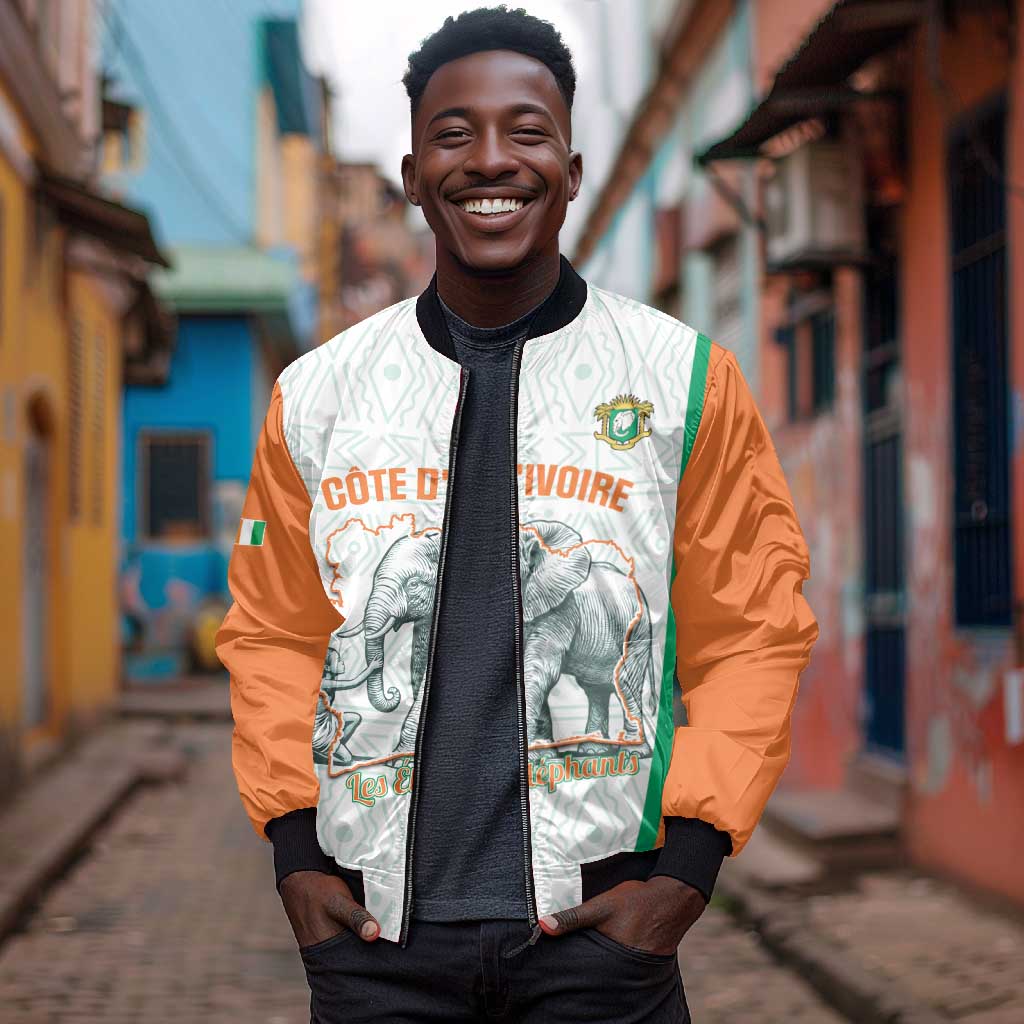 Custom Ivory Coast Football Bomber Jacket 2026 Cote d'Ivoire Les Elephants White Version - African Pride