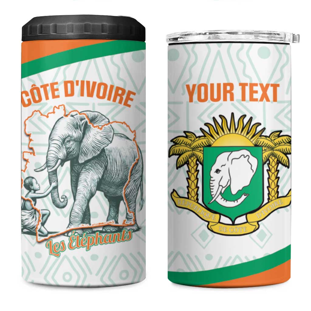 Custom Ivory Coast Football 4 in 1 Can Cooler Tumbler 2026 Cote d'Ivoire Les Elephants White Version - African Pride