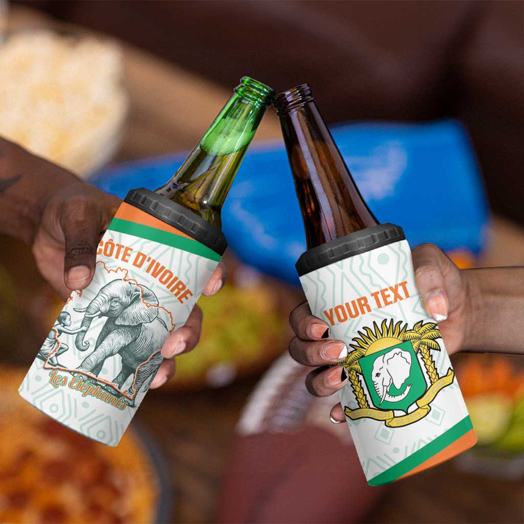 Custom Ivory Coast Football 4 in 1 Can Cooler Tumbler 2026 Cote d'Ivoire Les Elephants White Version - African Pride