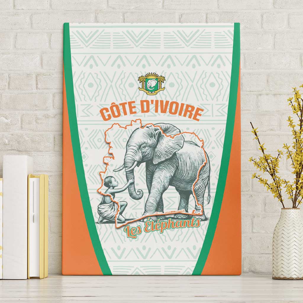 Ivory Coast Football Canvas Wall Art 2026 Cote d'Ivoire Les Elephants White Version - African Pride