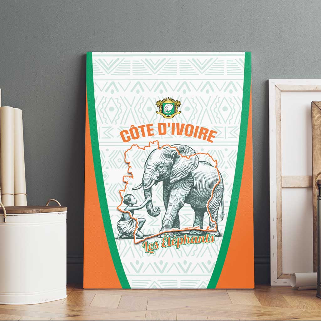 Ivory Coast Football Canvas Wall Art 2026 Cote d'Ivoire Les Elephants White Version - African Pride