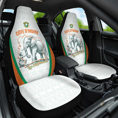 Ivory Coast Football Car Seat Cover 2026 Cote d'Ivoire Les Elephants White Version - African Pride