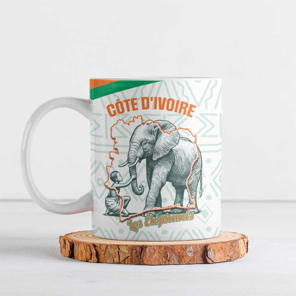 Custom Ivory Coast Football Ceramic Mug 2026 Cote d'Ivoire Les Elephants White Version - African Pride