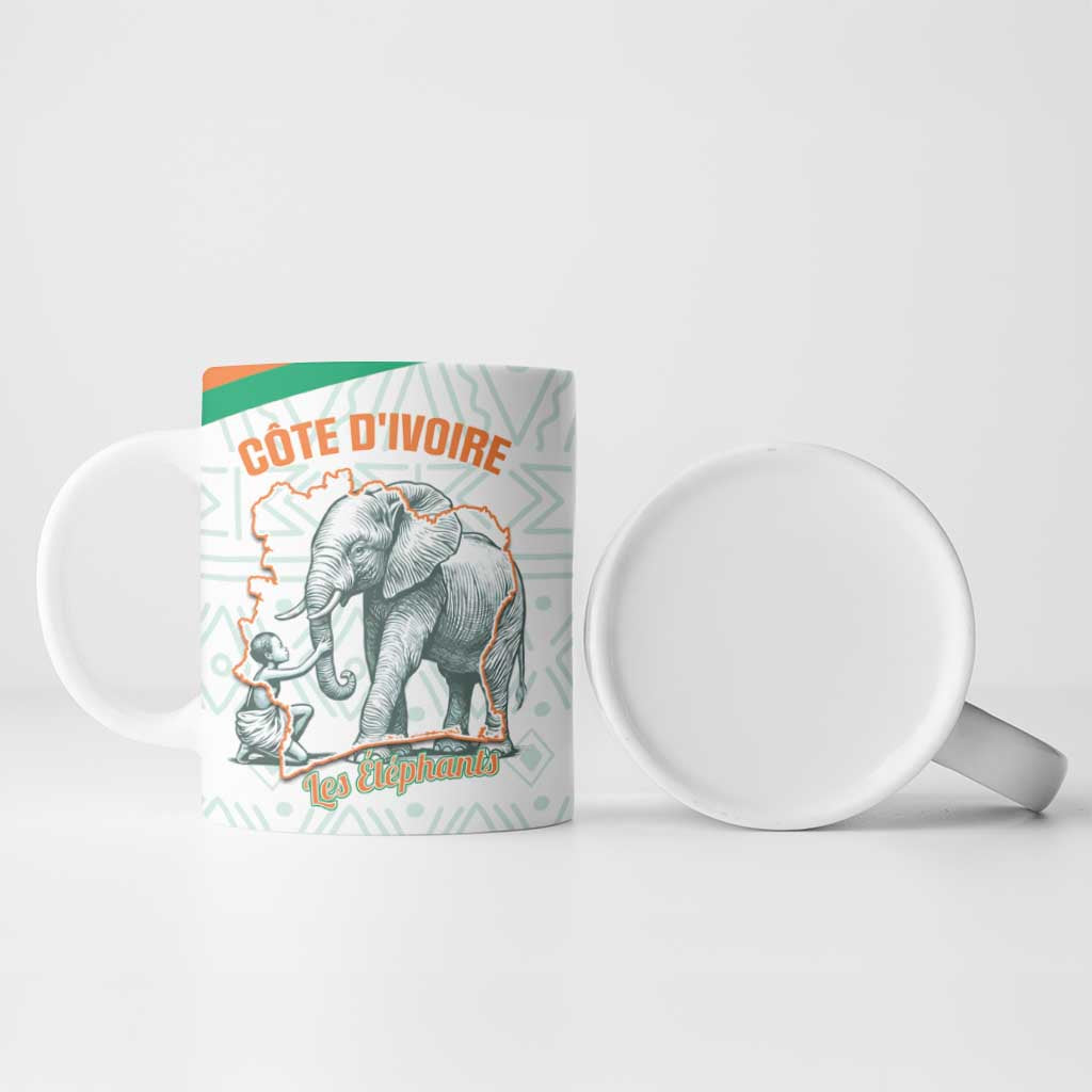 Custom Ivory Coast Football Ceramic Mug 2026 Cote d'Ivoire Les Elephants White Version - African Pride