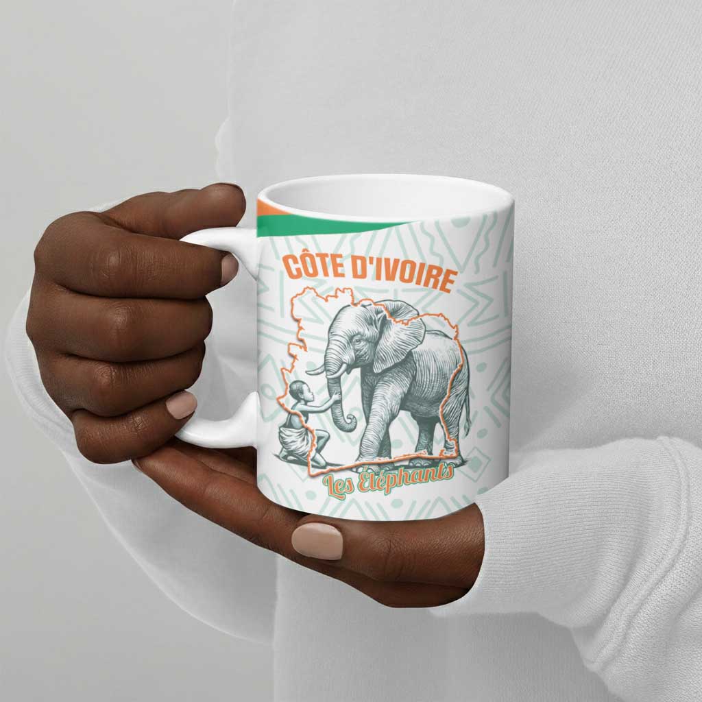 Custom Ivory Coast Football Ceramic Mug 2026 Cote d'Ivoire Les Elephants White Version - African Pride