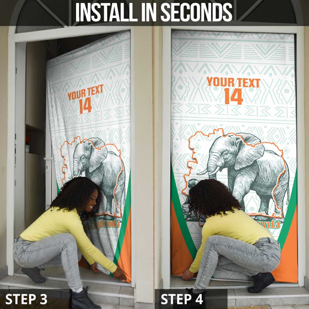 Custom Ivory Coast Football Door Cover 2026 Cote d'Ivoire Les Elephants White Version - African Pride