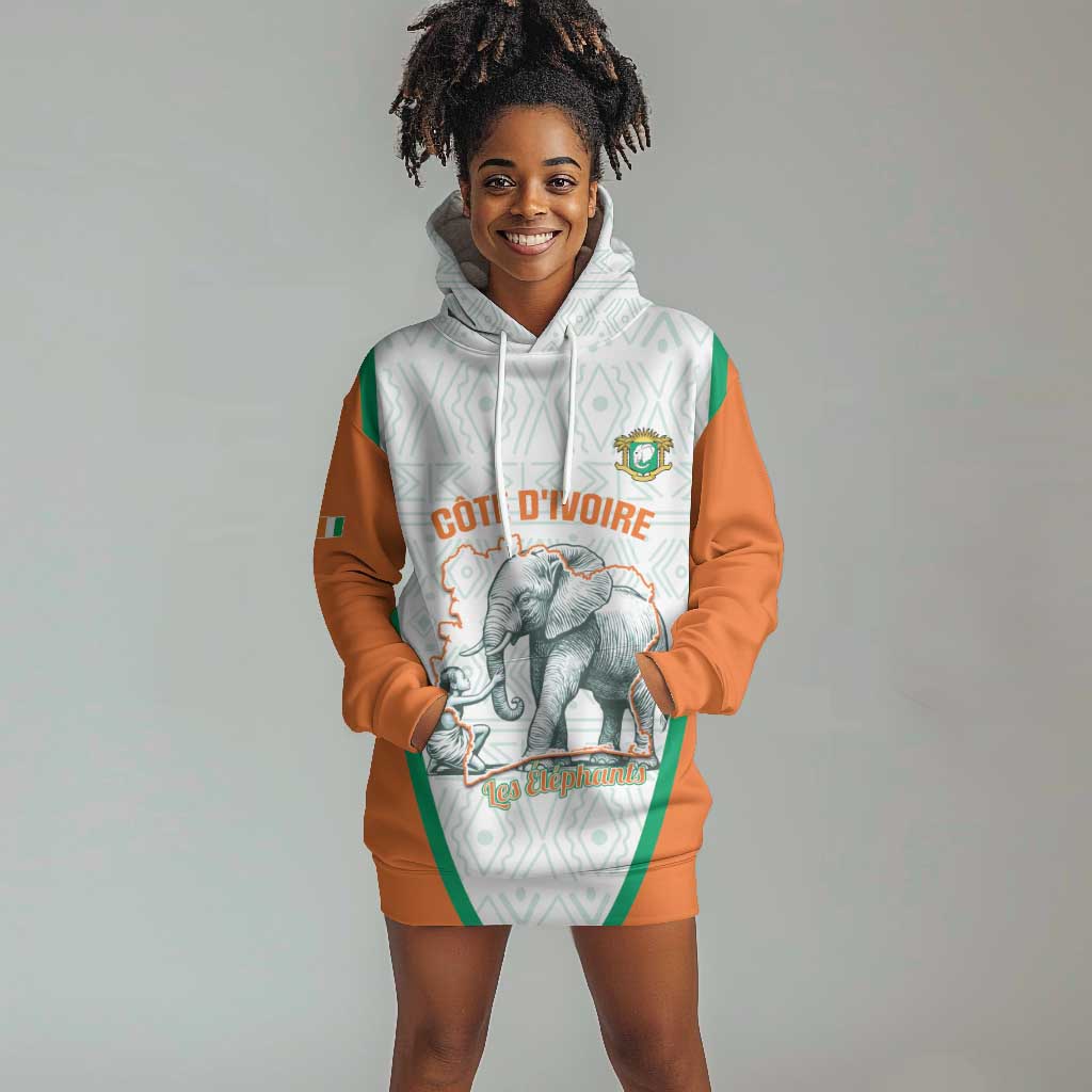 Custom Ivory Coast Football Hoodie Dress 2026 Cote d'Ivoire Les Elephants White Version - African Pride