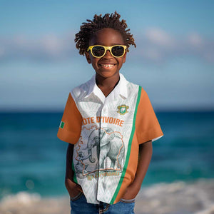 Custom Ivory Coast Football Kid Hawaiian Shirt 2026 Cote d'Ivoire Les Elephants White Version LT14