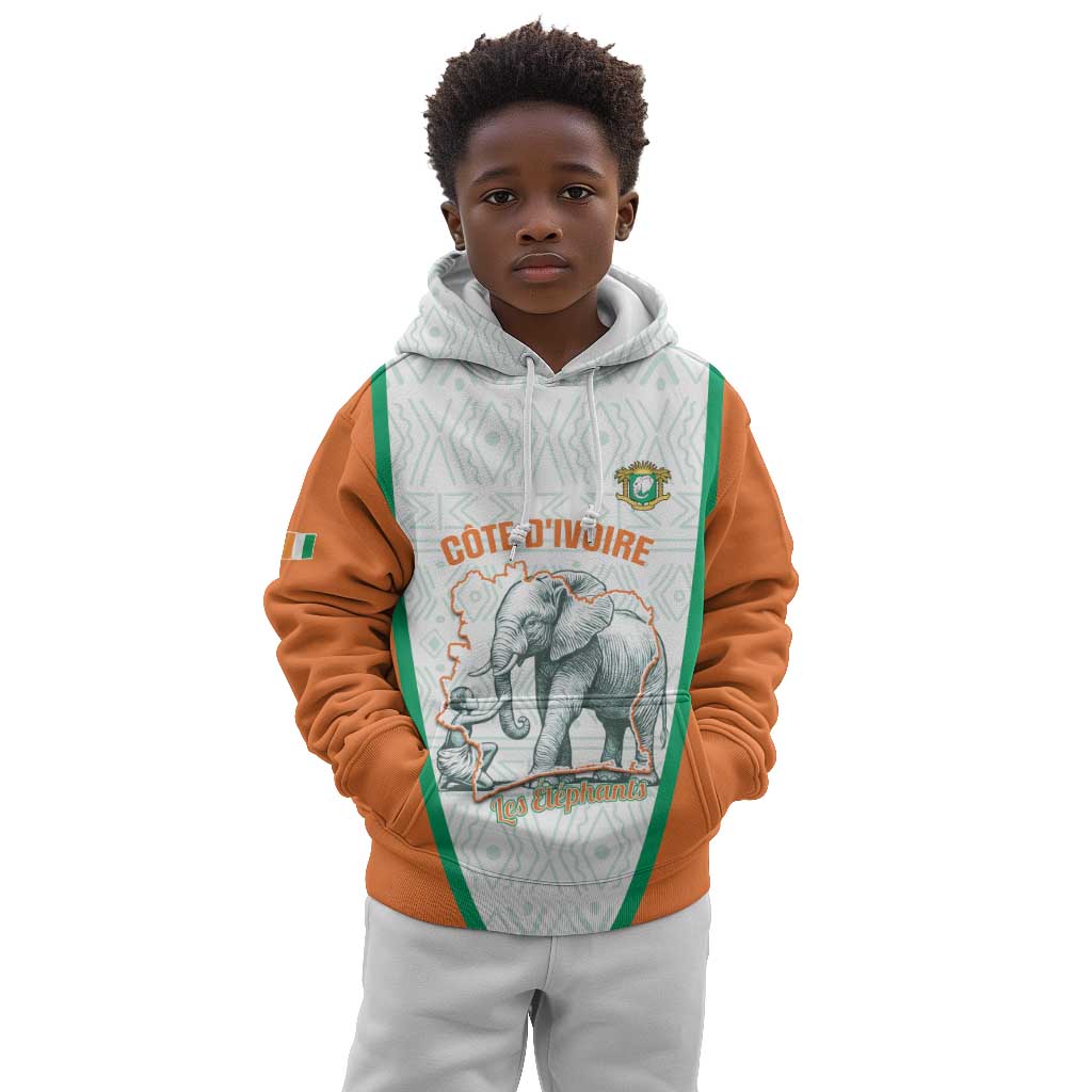 Custom Ivory Coast Football Kid Hoodie 2026 Cote d'Ivoire Les Elephants White Version - African Pride