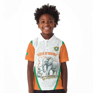 Custom Ivory Coast Football Kid Polo Shirt 2026 Cote d'Ivoire Les Elephants White Version LT14