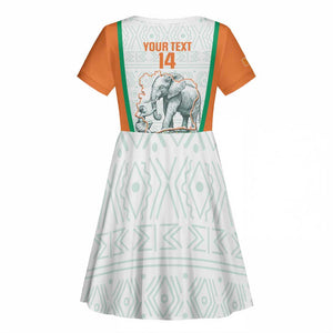 Custom Ivory Coast Football Kid Short Sleeve Dress 2026 Cote d'Ivoire Les Elephants White Version LT14
