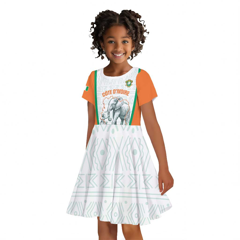 Custom Ivory Coast Football Kid Short Sleeve Dress 2026 Cote d'Ivoire Les Elephants White Version LT14