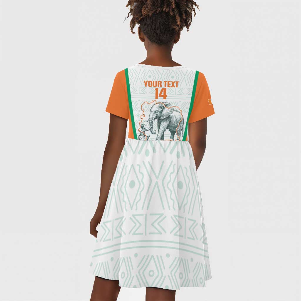 Custom Ivory Coast Football Kid Short Sleeve Dress 2026 Cote d'Ivoire Les Elephants White Version LT14
