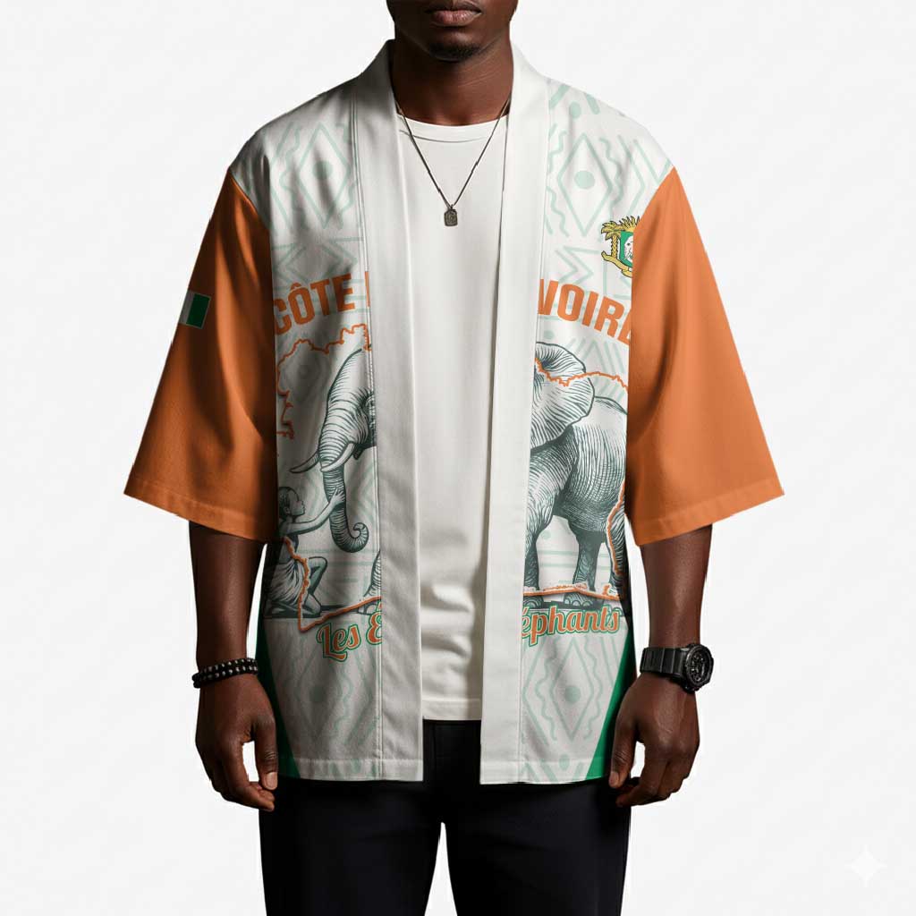 Custom Ivory Coast Football Kimono 2026 Cote d'Ivoire Les Elephants White Version - African Pride