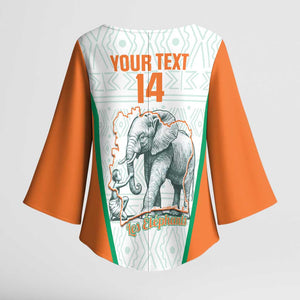 Custom Ivory Coast Football Kimono Sleeve Blouse 2026 Cote d'Ivoire Les Elephants White Version - African Pride