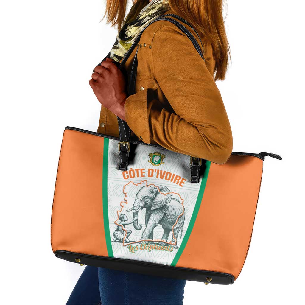 Ivory Coast Football Leather Tote Bag 2026 Cote d'Ivoire Les Elephants White Version - African Pride