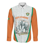 Custom Ivory Coast Football Long Sleeve Button Shirt 2026 Cote d'Ivoire Les Elephants White Version - African Pride