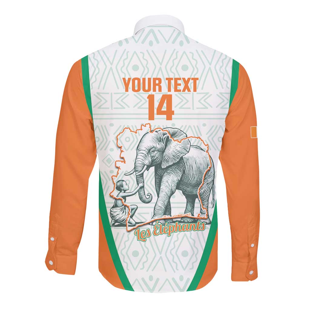 Custom Ivory Coast Football Long Sleeve Button Shirt 2026 Cote d'Ivoire Les Elephants White Version - African Pride