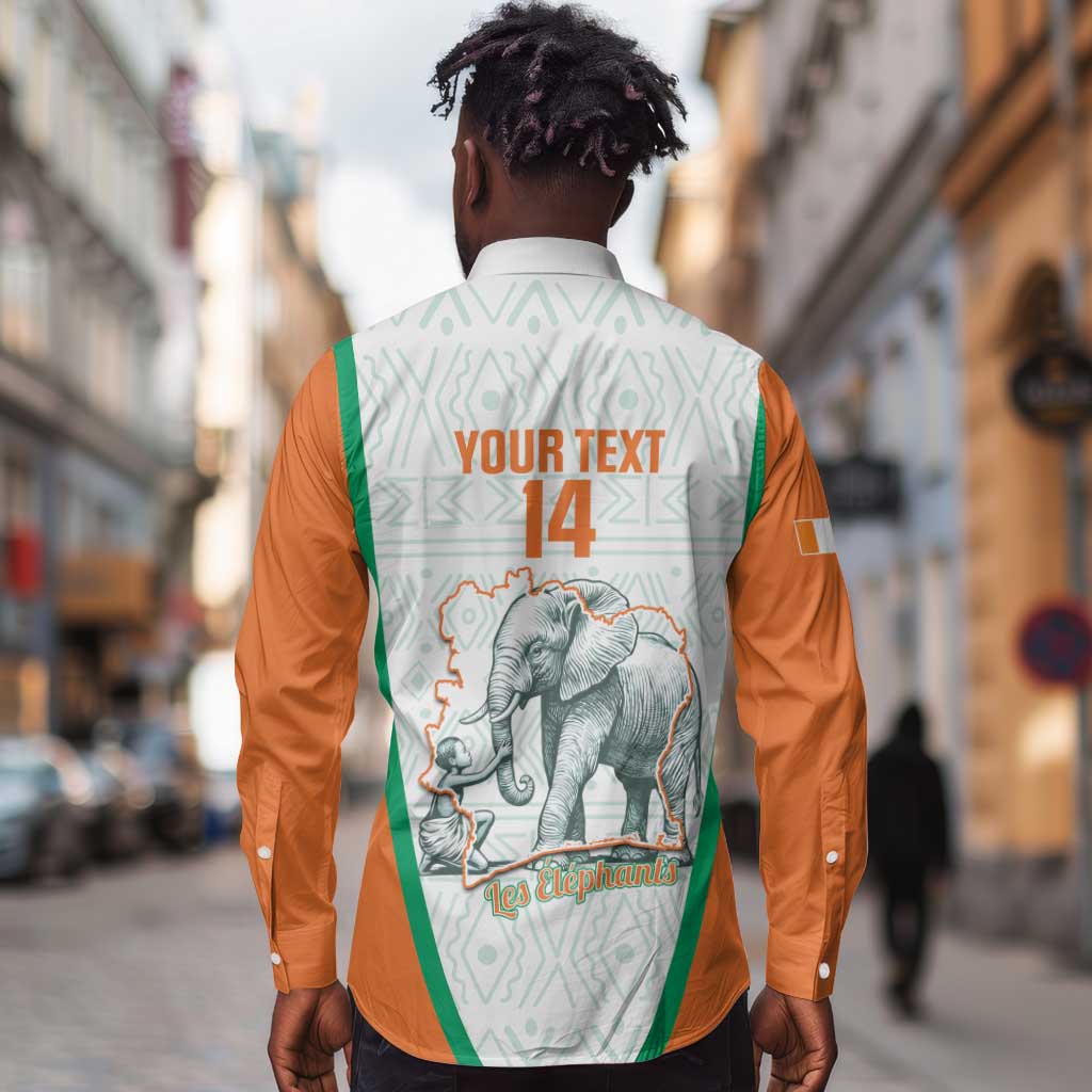 Custom Ivory Coast Football Long Sleeve Button Shirt 2026 Cote d'Ivoire Les Elephants White Version - African Pride