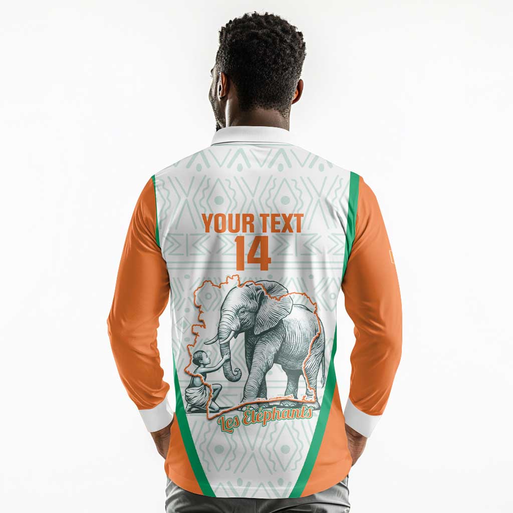 Custom Ivory Coast Football Long Sleeve Polo Shirt 2026 Cote d'Ivoire Les Elephants White Version - African Pride
