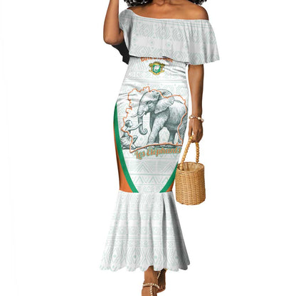 Custom Ivory Coast Football Mermaid Dress 2026 Cote d'Ivoire Les Elephants White Version LT14