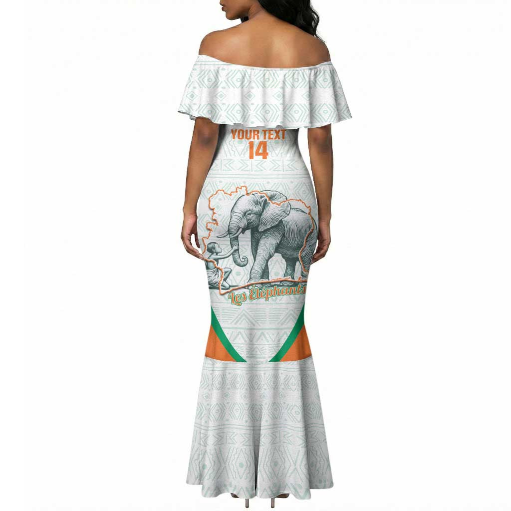 Custom Ivory Coast Football Mermaid Dress 2026 Cote d'Ivoire Les Elephants White Version LT14
