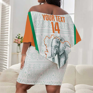 Custom Ivory Coast Football Off Shoulder Short Dress 2026 Cote d'Ivoire Les Elephants White Version - African Pride