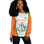 Custom Ivory Coast Football Off Shoulder Sweater 2026 Cote d'Ivoire Les Elephants White Version - African Pride