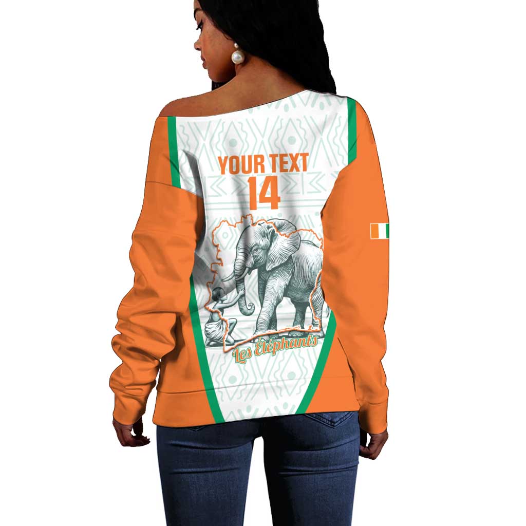Custom Ivory Coast Football Off Shoulder Sweater 2026 Cote d'Ivoire Les Elephants White Version - African Pride