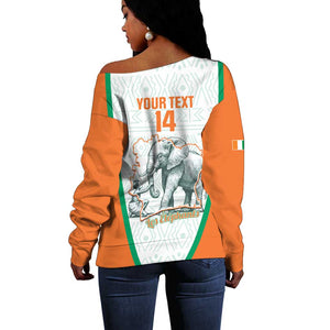Custom Ivory Coast Football Off Shoulder Sweater 2026 Cote d'Ivoire Les Elephants White Version - African Pride