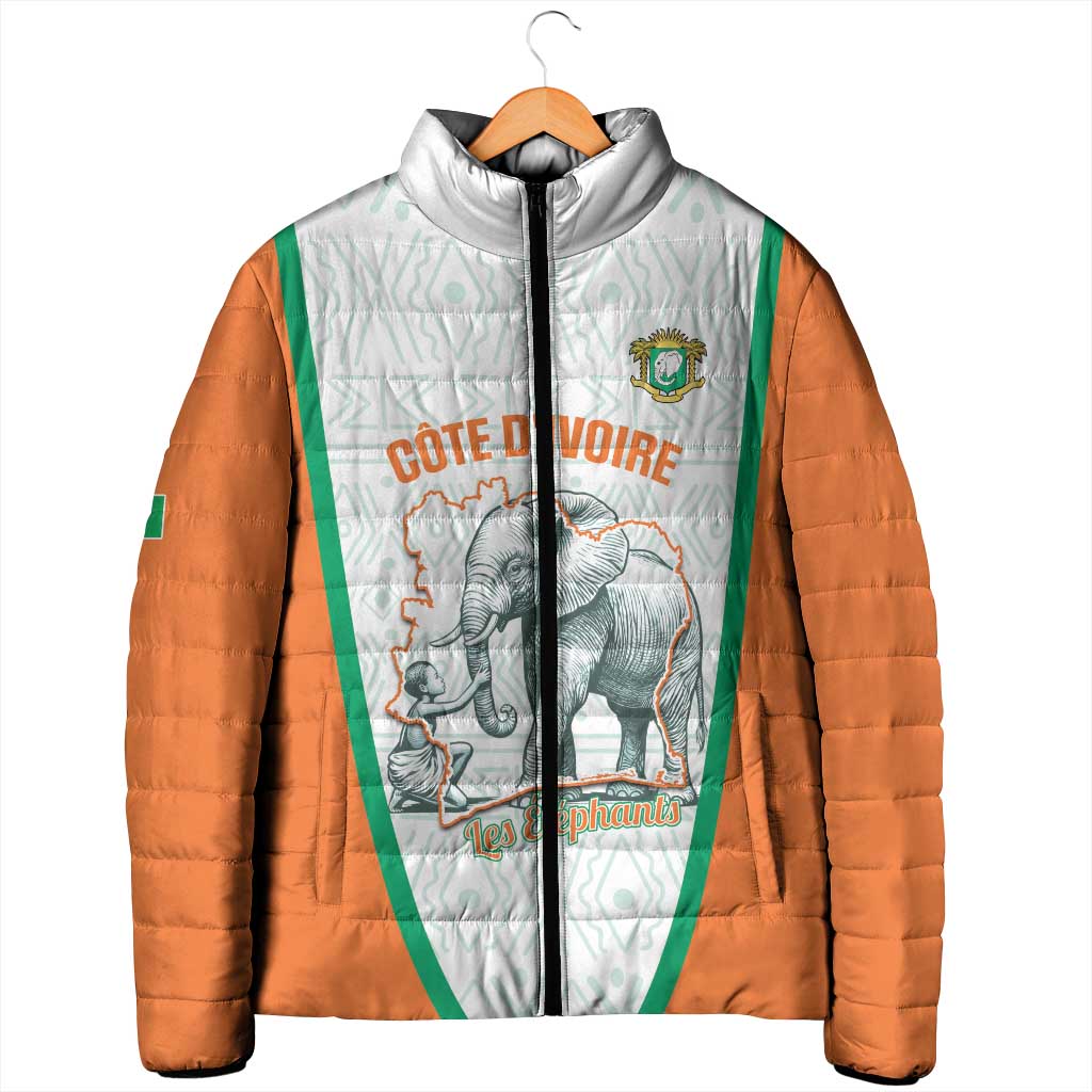Custom Ivory Coast Football Padded Jacket 2026 Cote d'Ivoire Les Elephants White Version - African Pride