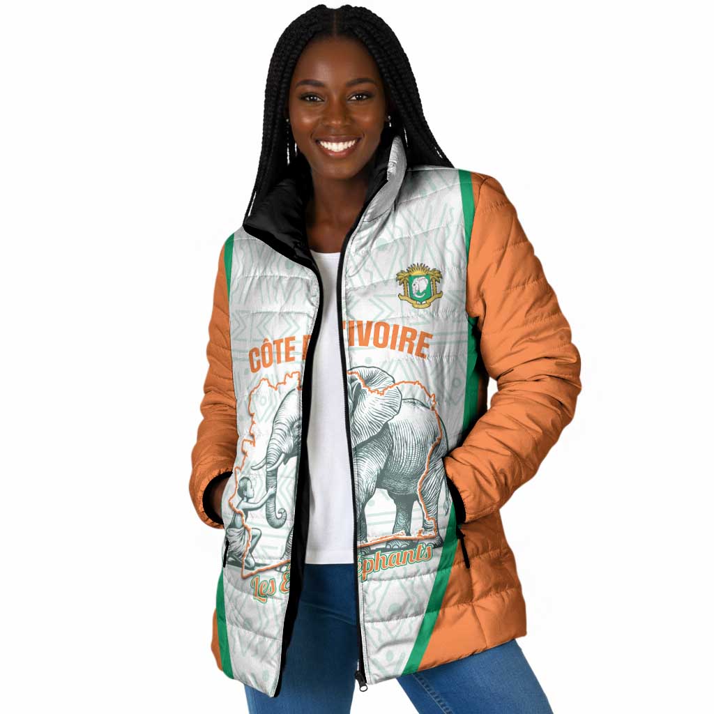 Custom Ivory Coast Football Padded Jacket 2026 Cote d'Ivoire Les Elephants White Version - African Pride