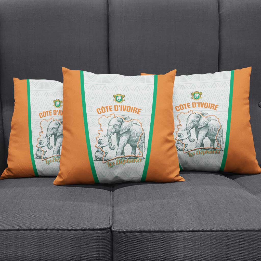 Ivory Coast Football Pillow Cover 2026 Cote d'Ivoire Les Elephants White Version - African Pride