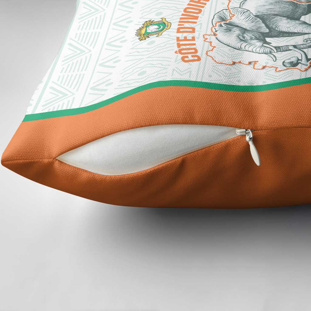 Ivory Coast Football Pillow Cover 2026 Cote d'Ivoire Les Elephants White Version - African Pride