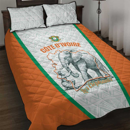 Ivory Coast Football Quilt Bed Set 2026 Cote d'Ivoire Les Elephants White Version - African Pride