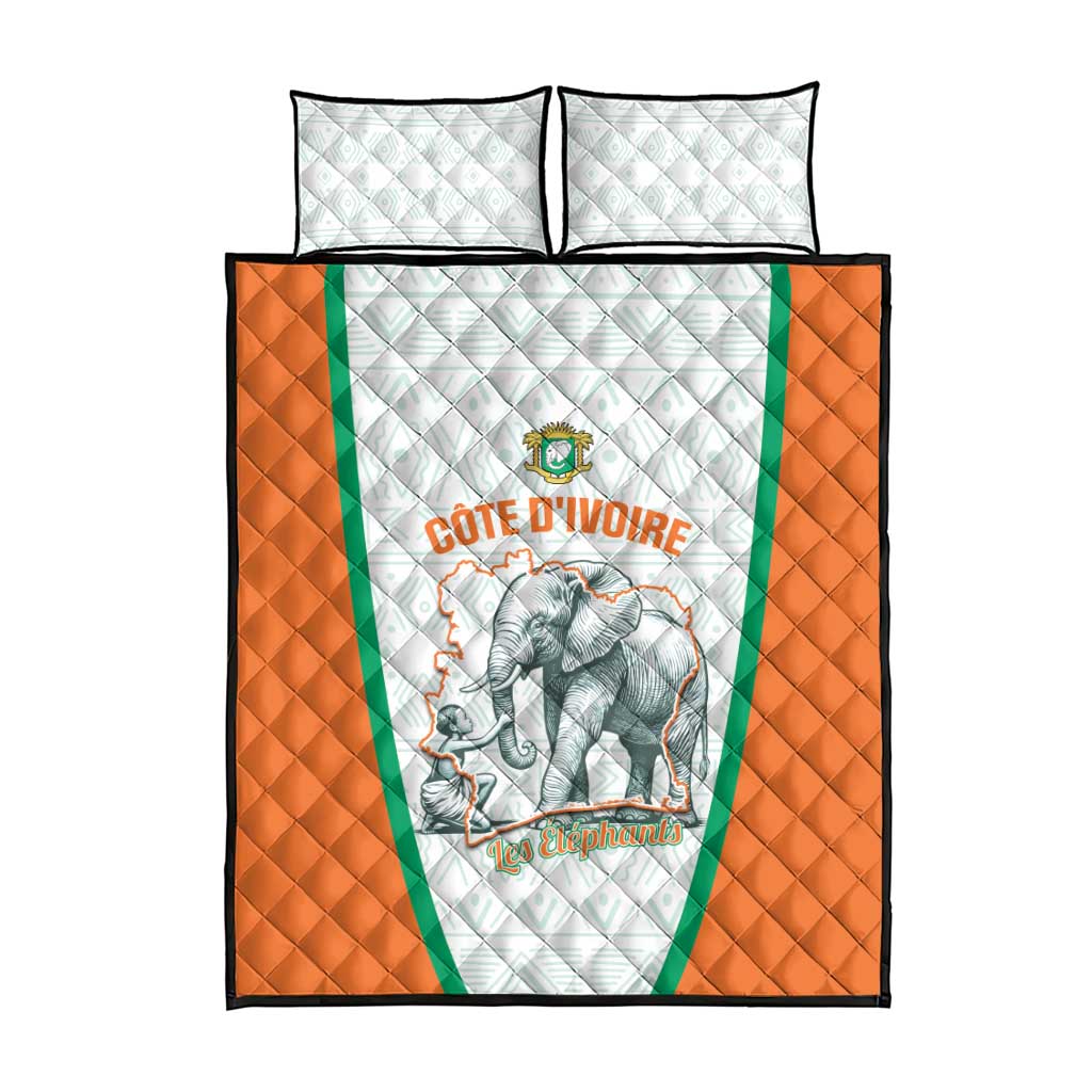 Ivory Coast Football Quilt Bed Set 2026 Cote d'Ivoire Les Elephants White Version - African Pride