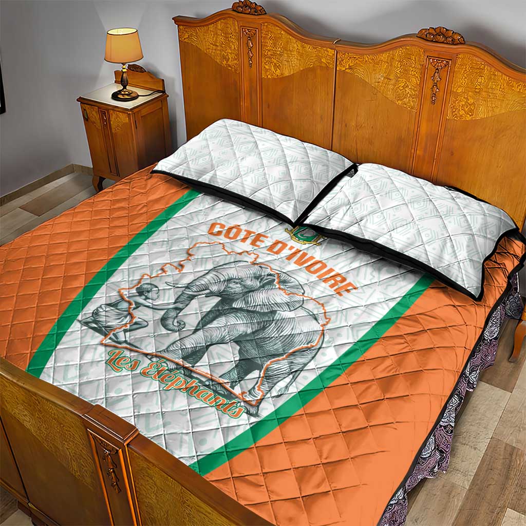 Ivory Coast Football Quilt Bed Set 2026 Cote d'Ivoire Les Elephants White Version - African Pride